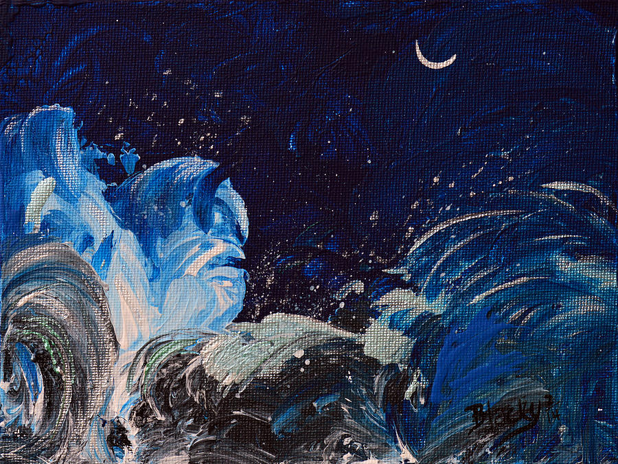 Moonlight Over Raging Water Painting by Donna Blackhall