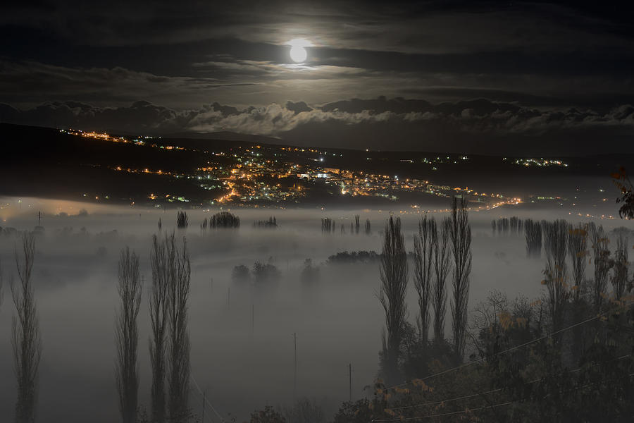 Moonlight Photograph - Moonlight over the city by Denis Kujundzic