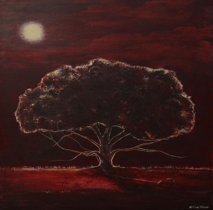 Moonlight Red Painting by Katrina Nixon