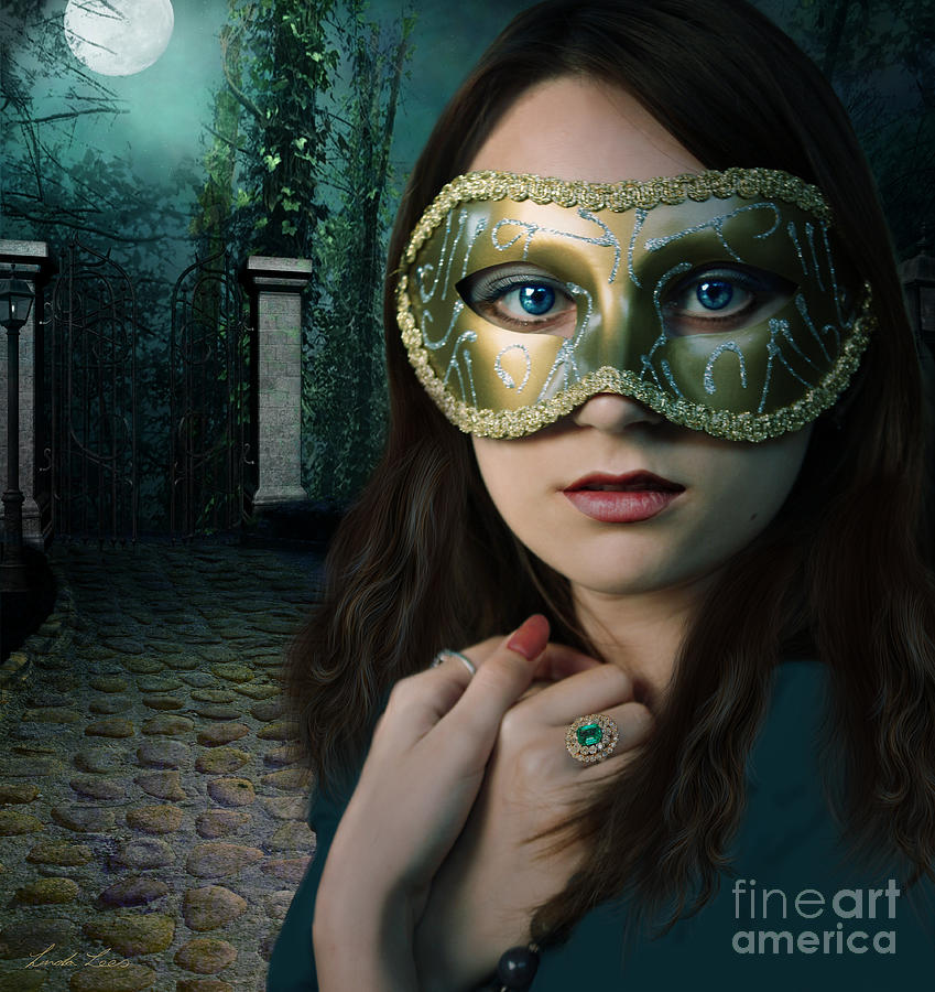 Girl Digital Art - Moonlight Rendezvous by Linda Lees