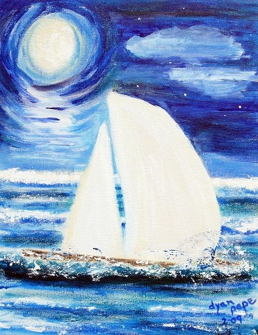 Moonlight Sail Painting by Diane Pape