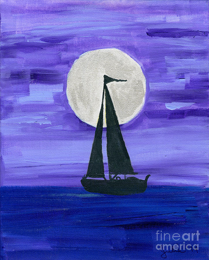Moonlight Sail Painting by Julia Stubbe
