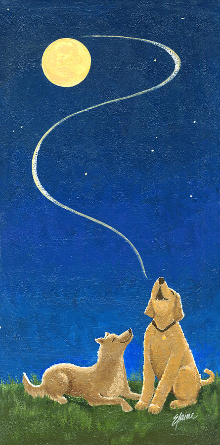 Border Collie Painting - Moonlight Serenade by Elaine Allen Border Collie Painting - Moonlight Serenade by Elaine Allen