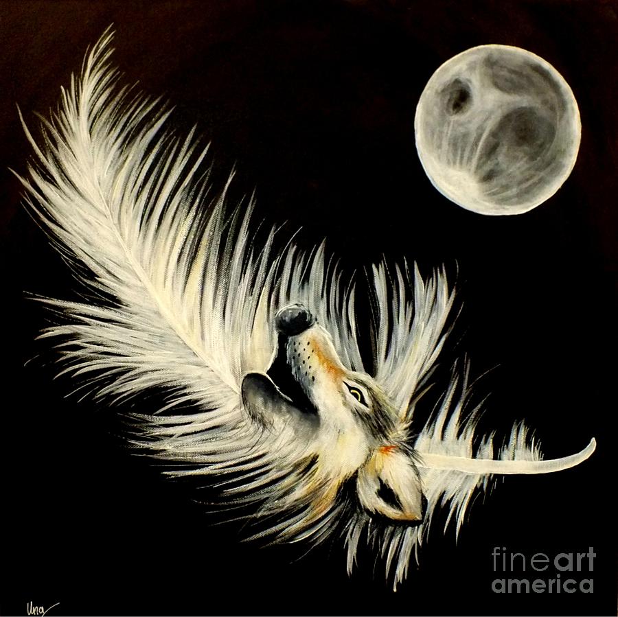 Wolves Painting - Moonlight Song  by Una  Miller