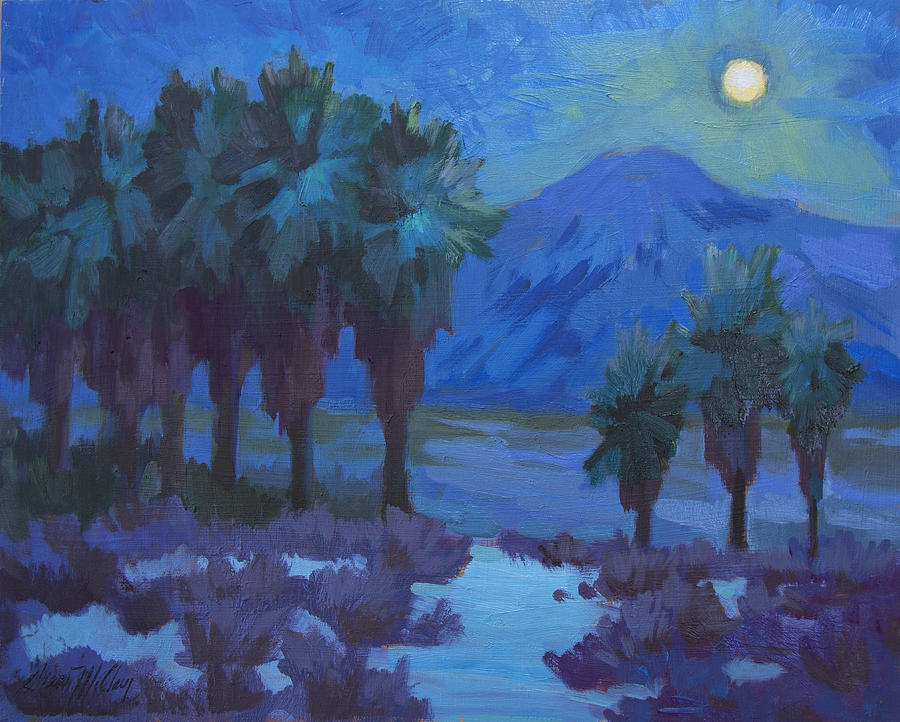 Moonlight Thousand Palms Painting by Diane McClary