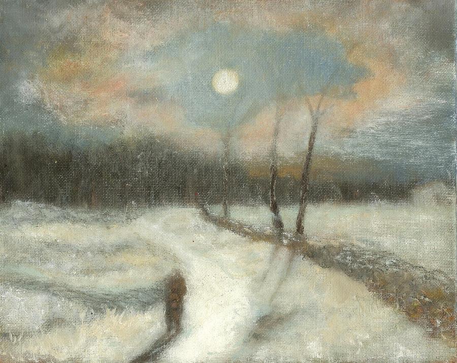 Winter Painting - Moonlight Walk Home by Joe Leahy