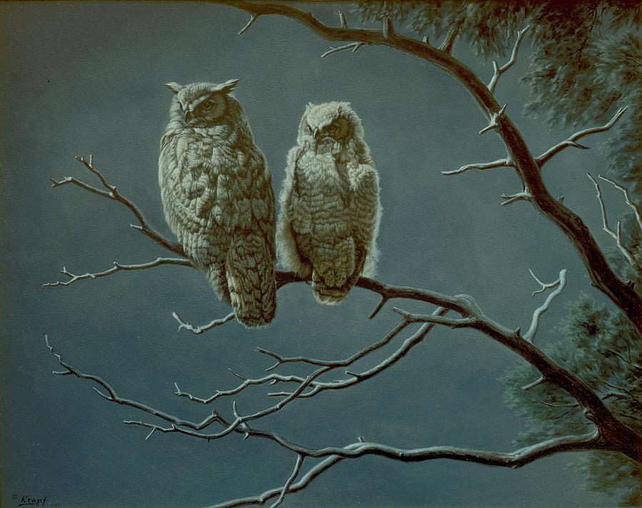 Wildlife Painting - Moonlight Watchers by Paul Krapf