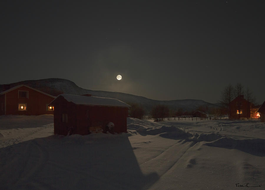 Moonlit Arctic Village Photograph by Pekka Sammallahti