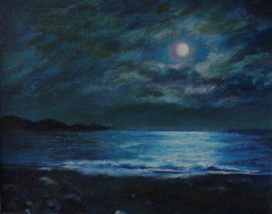 Moonlit Bay Painting by Anees Peterman - Fine Art America