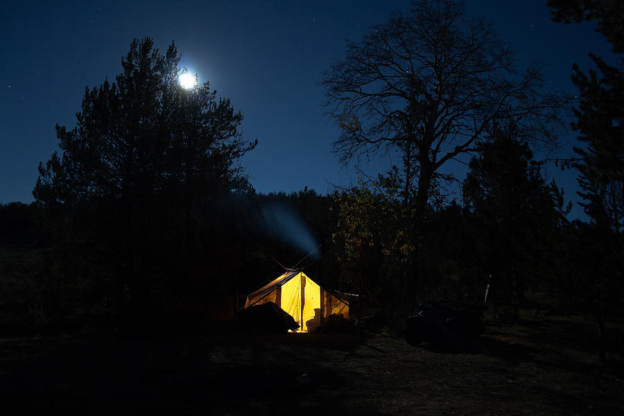 Moonlit Camp - Green Mountain - Wyoming Photograph by Diane Mintle