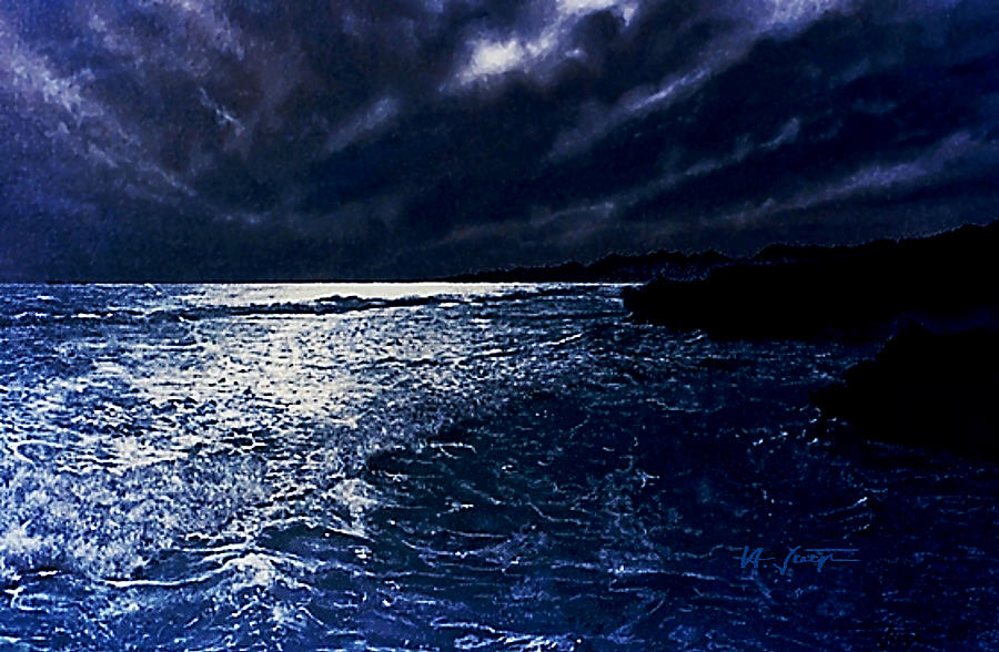 Moonlit Indian Ocean Waves  Painting by Hartmut Jager