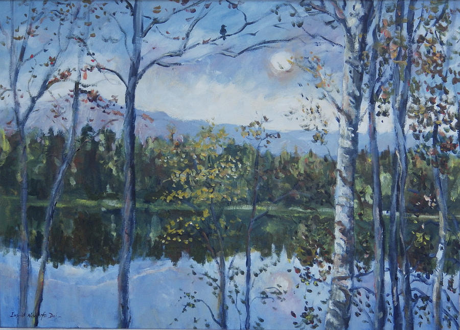 Moonlit Lake Painting by Ingrid Dohm