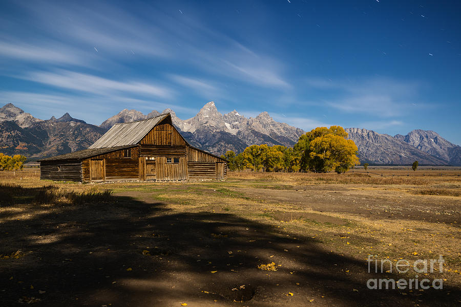 Moonlit Mormon Barn at Grand Teton NP Photograph by Vishwanath Bhat