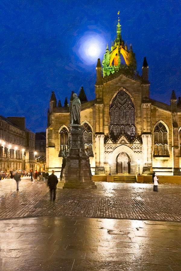 Moonlit Night At  St Giles Cathedral Photograph by Mark Tisdale