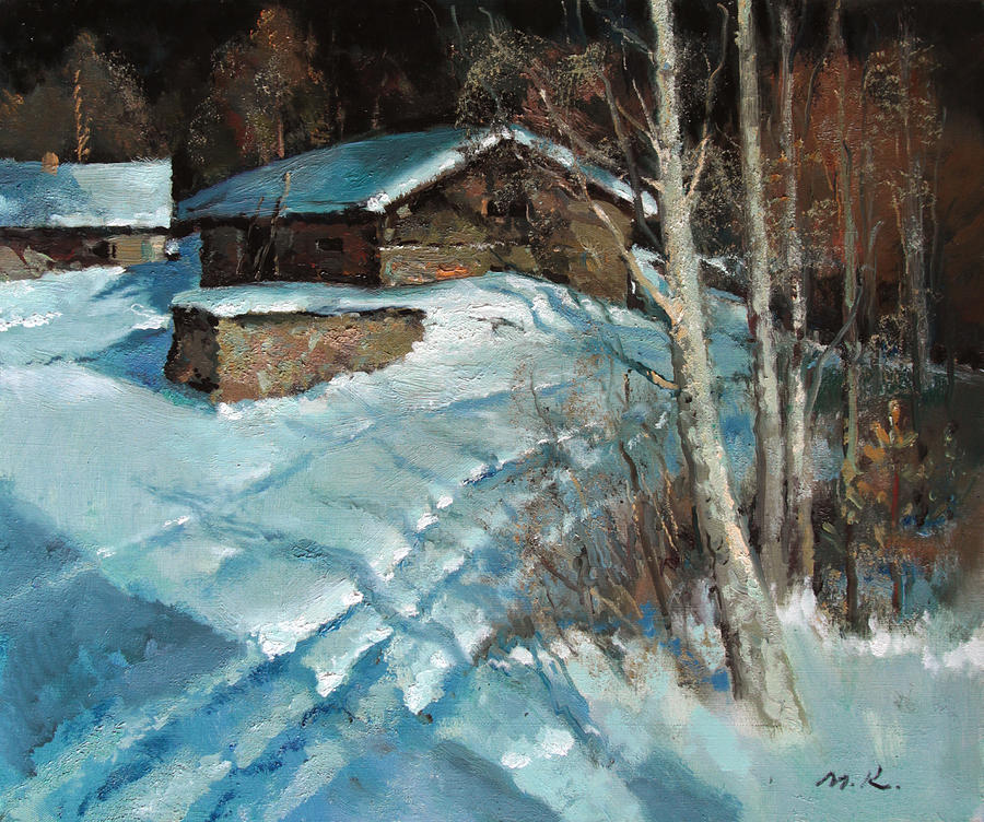 Winter Painting - Moonlit Night. The trail by Mark Kremer