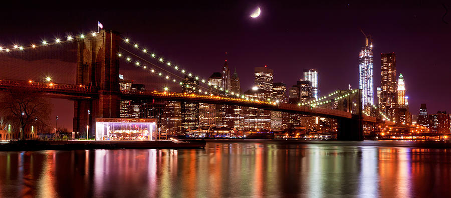 Moonlit NYC Panorama Photograph by Mitchell R Grosky