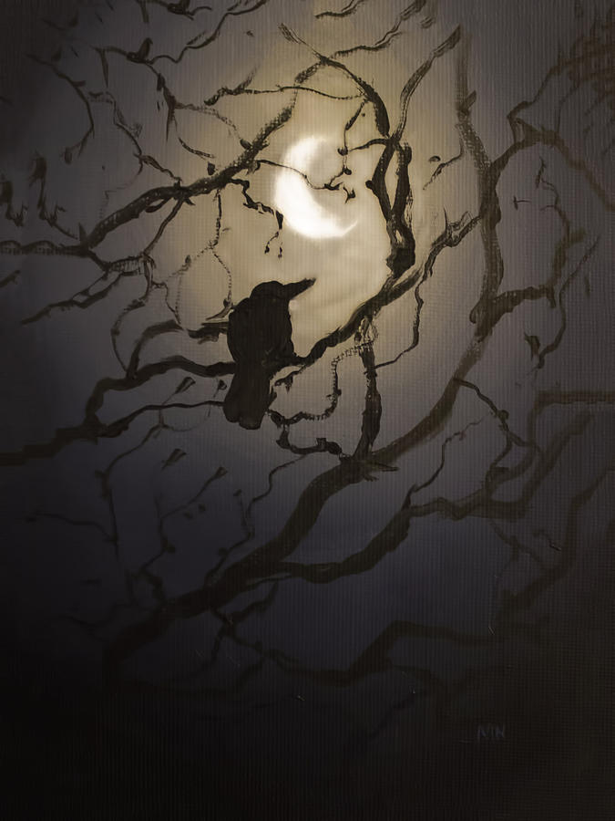 Moonlit Perch Painting by Melissa Herrin