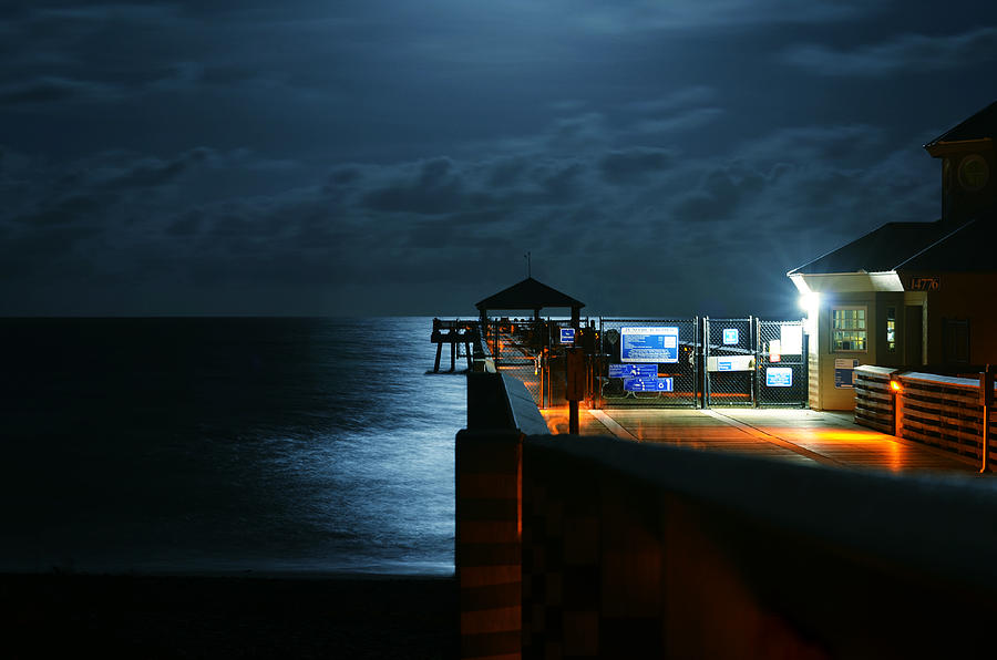 Moonlit Pier Photograph by Laura Fasulo