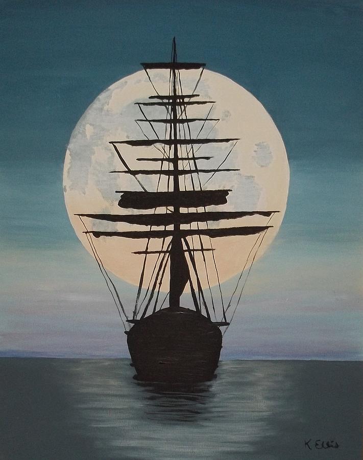 Moonlit Sail Painting by Kecia Ellis - Fine Art America