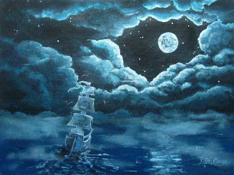 Moonlit Sail Painting by Pat St Onge