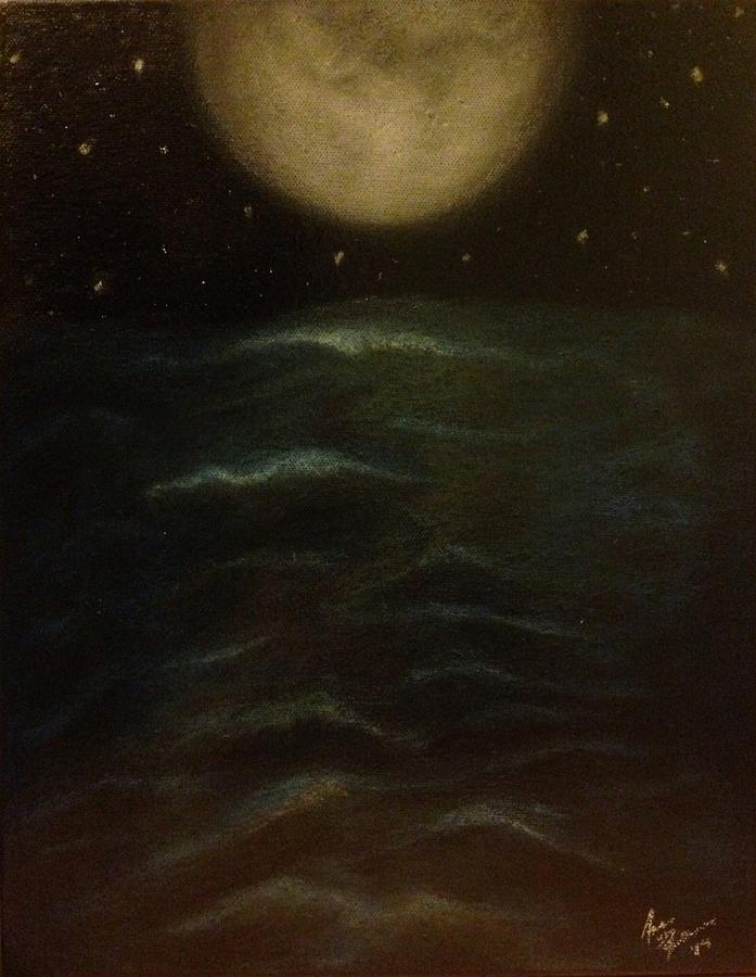 Ocean Painting - Moonlit Sea  by Ashly Rouse