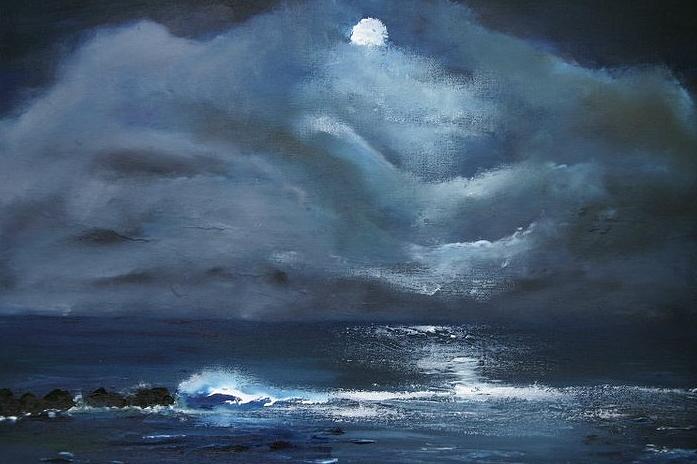 Moonlit Sea Painting by Noel Armstrong | Fine Art America