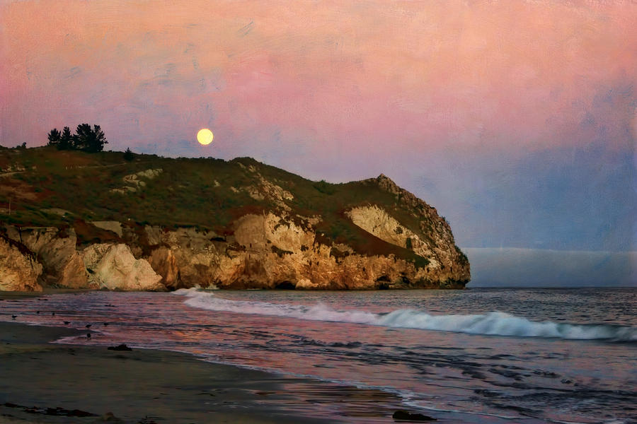 Nature Photograph - Moonrise at Avila Beach by Nikolyn McDonald