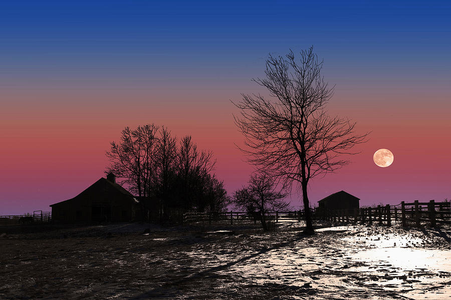 Moonrise At Sunset Photograph by Larry Landolfi