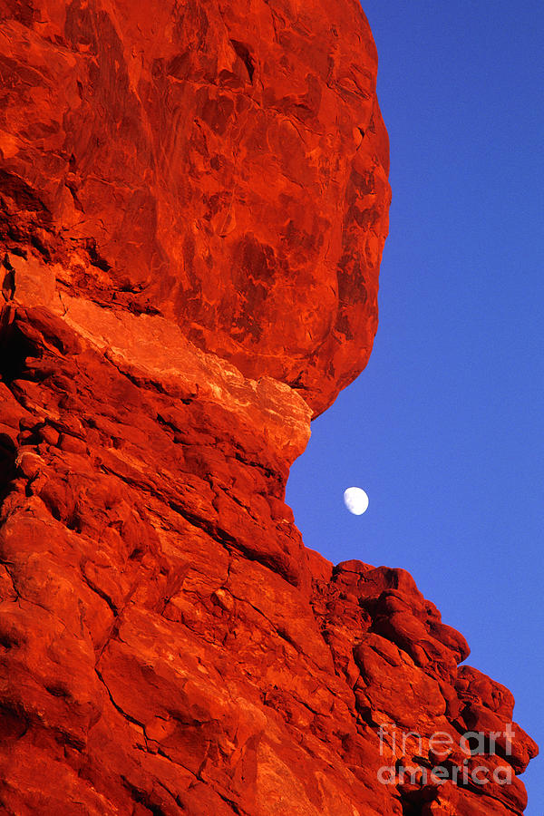 Moonrise Balanced Rock Arches National Park Utah Photograph by Dave Welling