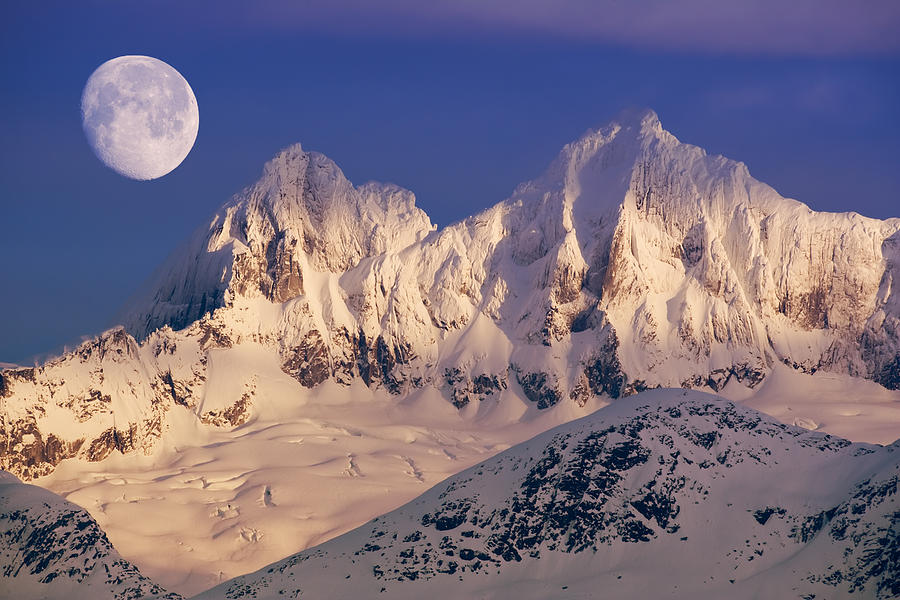 Moonrise Dawn Over Mendenhall Towers Photograph by John Hyde - Fine Art ...