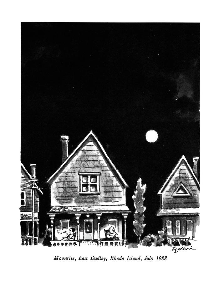 Moonrise, East Dudley, Rhode Island, July 1988 Drawing by Eldon Dedini