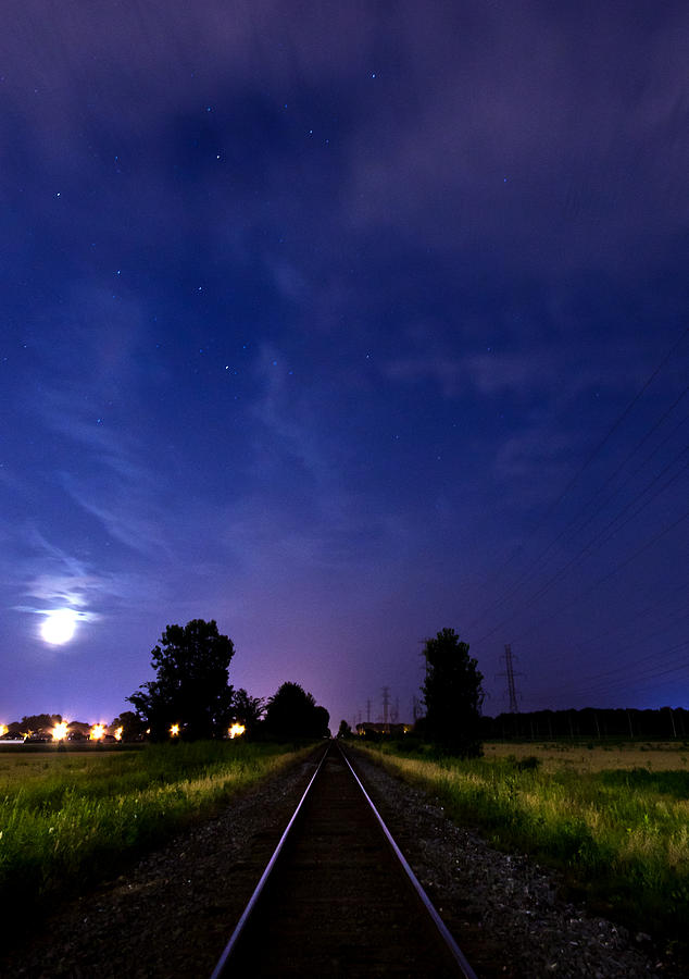 Moonrise On The Railroad Photograph