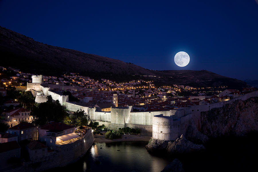 Moonrise over Dubrovnik Photograph by Alexey Stiop