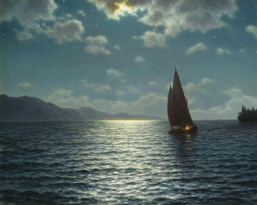 Moonrise over Lake Leman Painting by Ivan Fedorovich Choultse
