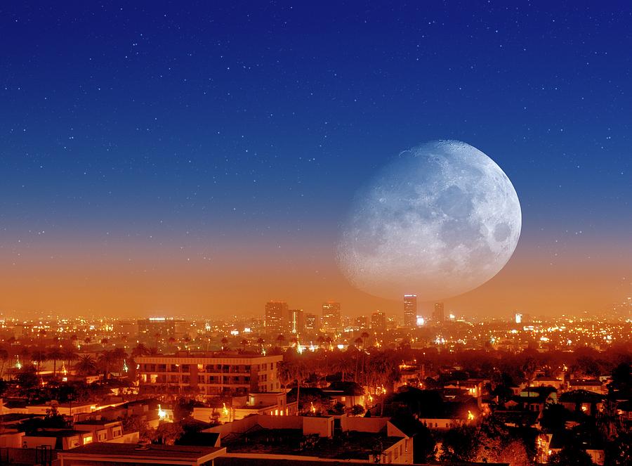 Moonrise Over Los Angeles Photograph by Detlev Van Ravenswaay