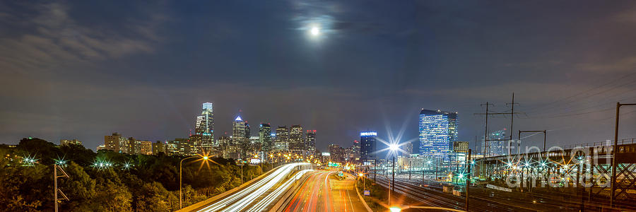 Moonrise Over Philadelphia Photograph
