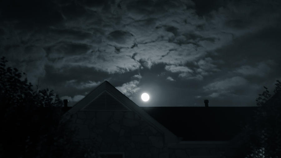 Moonrise Over Roof Photograph