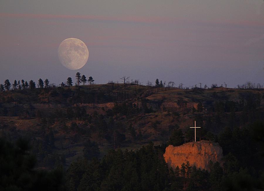 Moonrise Over the Cross Photograph by HW Kateley