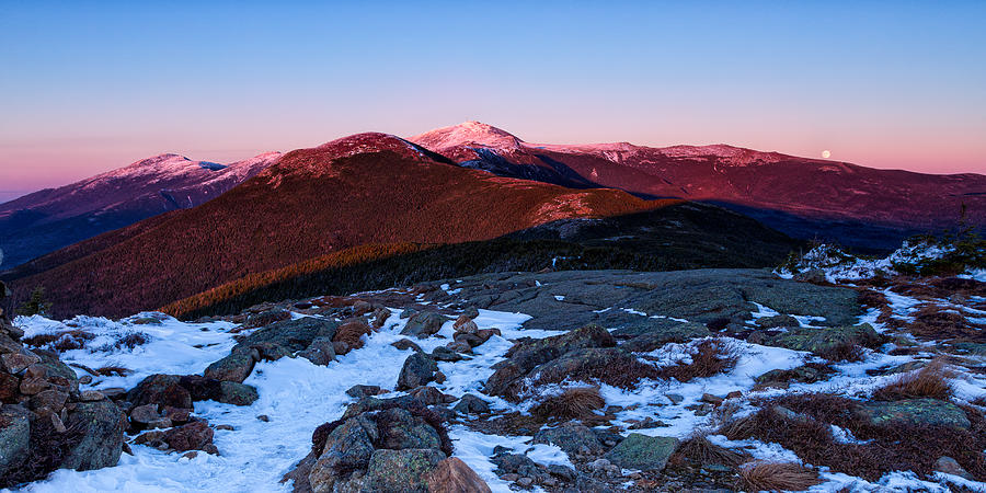 Moonrise Over The Presidential Range Photograph by Jeff Sinon