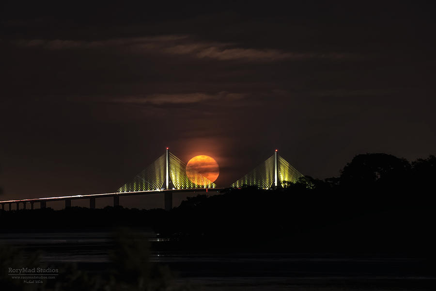 Moonrise over the Skyway Bridge Photograph by Michael White