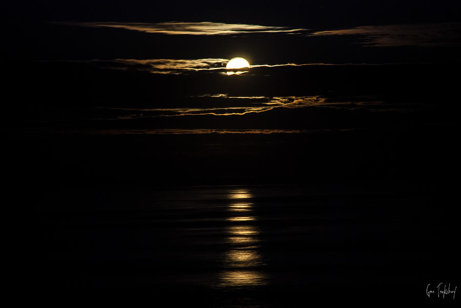 Moonrise Over Water Photograph By Gene Tewksbury