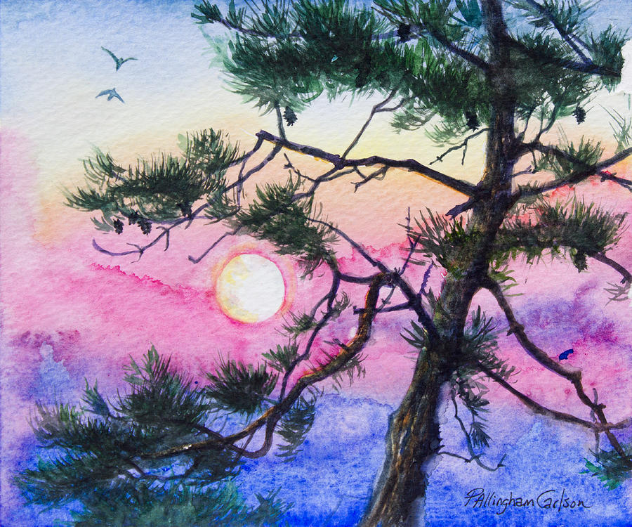 Moonrise Pine Painting by Patricia Allingham Carlson