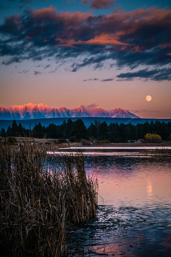 Moonrise Rocky Moutains Photograph by Rob Tullis