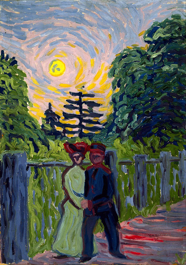Ernst Ludwig Kirchner Painting - Moonrise. Soldier and Maiden by Ernst Ludwig Kirchner