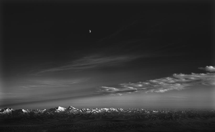 Moonset Alaska Range Photograph by Pekka Sammallahti