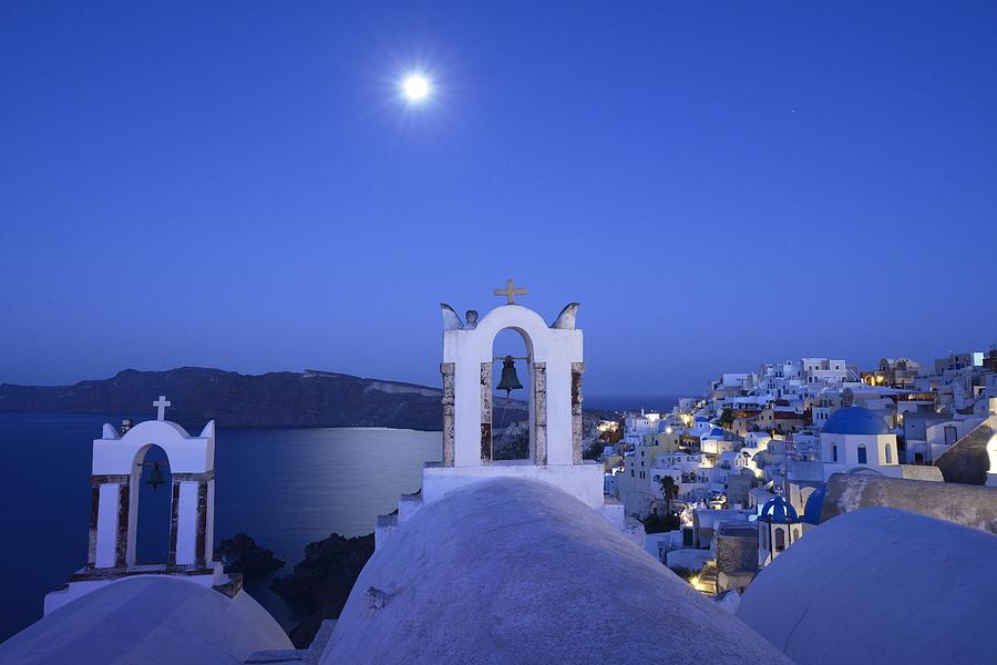 Greek Photograph - Moonset by Christian Heeb