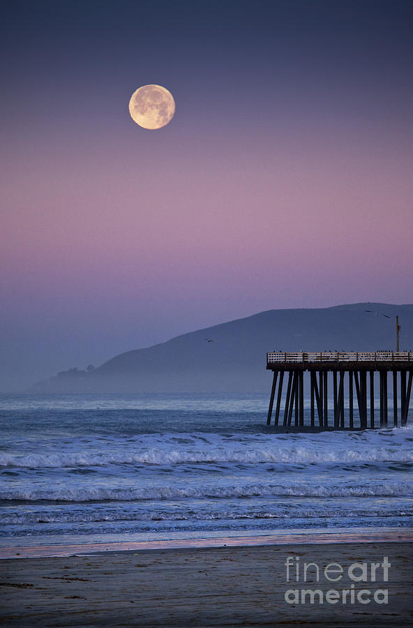 Moonset Over Pismo Beach 2 Photograph by Mimi Ditchie