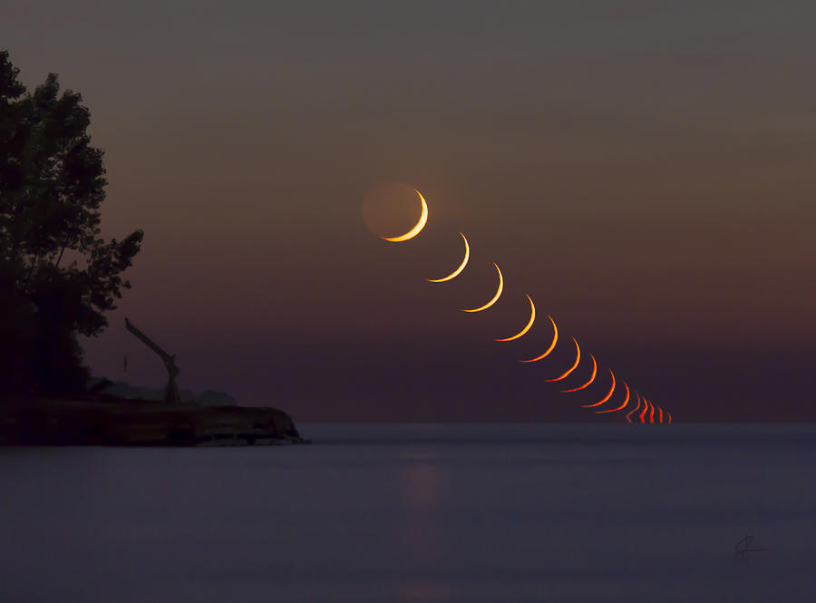 Summer Photograph - Moonset Sequence by Frank Shoemaker