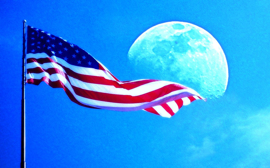 Moonshine on the American Flag Photograph by Jodie Marie Anne Richardson Traugott          aka jm-ART