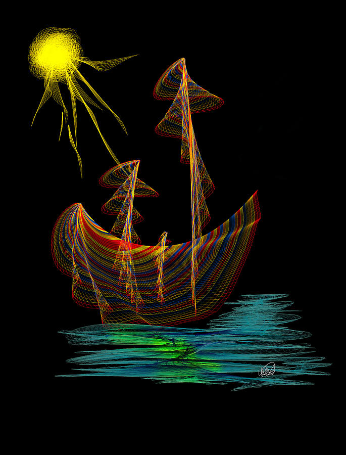 Moonshine Sailing Painting by Angela Stanton